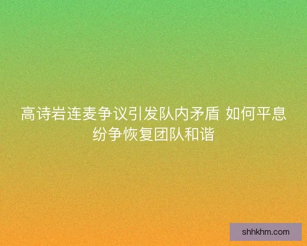 高诗岩连麦争议引发队内矛盾 如何平息纷争恢复团队和谐