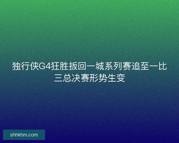 独行侠G4狂胜扳回一城系列赛追至一比三总决赛形势生变